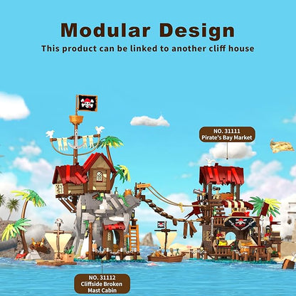 Pirate House Building Set Pirate's Wharf Supply Center Buildings Blocks for Adults Teens Kids 10+ Creative Model Kits for Decor Collection Birthday Present 856PCS