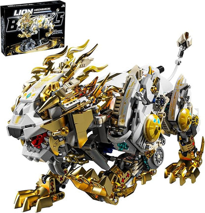 Mechanical Lion Building Block Toy Set Futuristic Mechanical Beast Model with Movable Parts &amp Gears Premium Mechanical Building Kit with Display Stand and Motor Ideal Gift for Boys &amp Adults