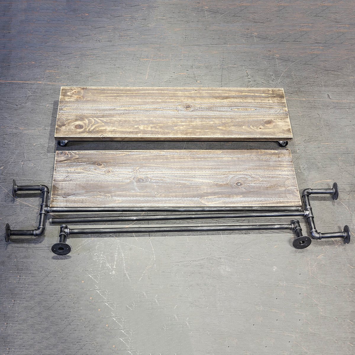 MBQQ Industrial Decorative Clothes Rack, Black Silver, Wood and Iron, 47.2"L x 63"H x 13.8"W