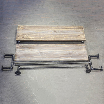 MBQQ Industrial Decorative Clothes Rack, Black Silver, Wood and Iron, 47.2"L x 63"H x 13.8"W
