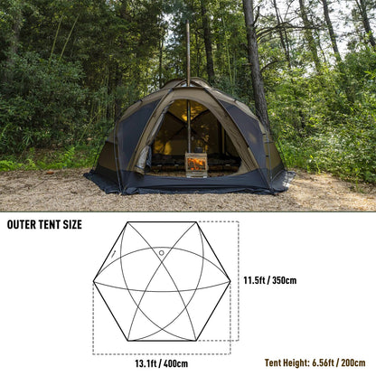 POMOLY Dome Tent Camping Hot Tent, Dome X6 Pro 4 Season Freestanding Tent for 2-4 Person Backpacking, Hiking, Hunting