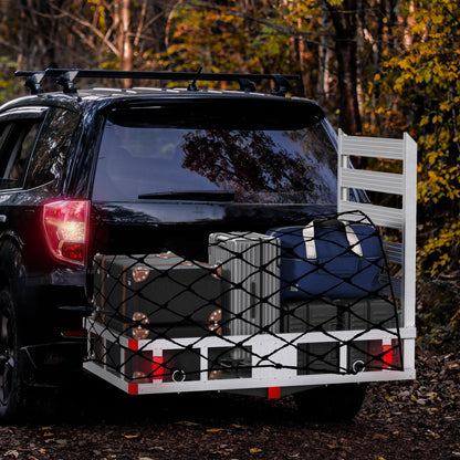 Aluminum Hitch Cargo Carrier with Ramp, 50" x 29.5" x 8.7" Trailer Hitch Cargo Carrier Hitchs Mount Cargos Hitchs Carriers, 500lbs Capacity, Fit 2" Receiver for Suvs Trucks Vans Pickups Camping