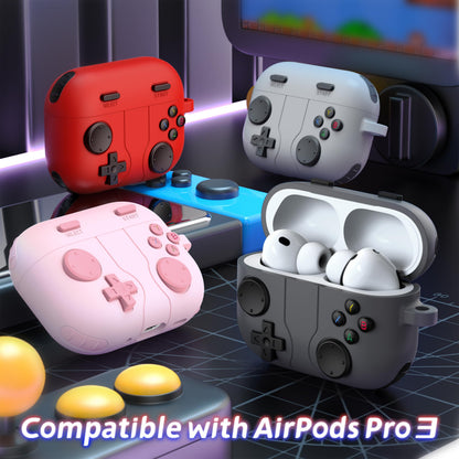 R-fun for AirPods Pro 3 Case (2025) Cover with Cleaner Kit, Classic Handheld Game Console Design Soft Skin Silicone Protective for Apple AirPods Pro 3rd Generation Charging Case, Grey