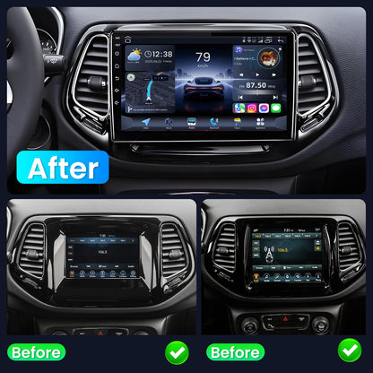 Android 13 Car Radio Stereo for Jeep Compass 2017-2020: [4+64G] 10 Inch 1280 * 800HD Touchscreen Head Unit Replacement with CarPlay Android Auto 5GWiFi GPS Bluetooth FM SWC Backup Camera