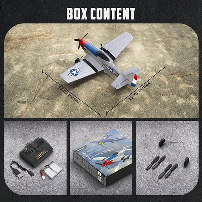 volantexrc RC Plane 3 Channel Remote Control Airplane Fighter Toys 2.4GHz 6-axis Gyro Stabilizer RTF Glider Aircraft Plane Easy to Fly for Adults Beginners (P-51D Mustang)