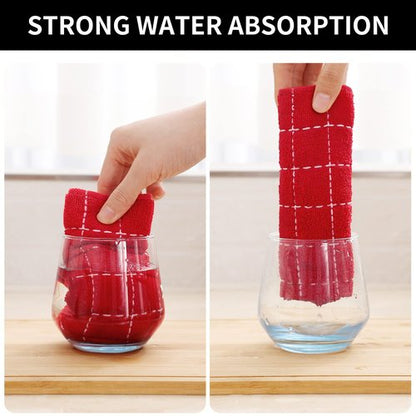 Homaxy 100% Cotton Terry Kitchen Towels(Red, 13 x 28 inches), Checkered Designed, Soft and Super Absorbent Dish Towels, 4 Pack