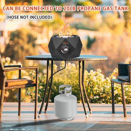 ONLYFIRE OUTDOOR LIVING 14” Modern Tabletop Fire Pit for Table with Umbrella Hole, Portable Gas Firepit for 1lb Propane Gas, Patio Backyard Porch Camping RV Tailgating, Bottom-Mounted FP003