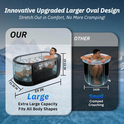 500L Large Ice Bath Tub with Lid, Oversized Inflatable Cold Plunge Tub for Tall Big People, Full Body Immersion, Compatible with Water Chiller, Portable Recovery Tub for Athletes Indoor Outdoor Use