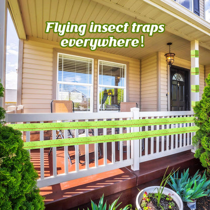 Qualirey 50 Rolls Spotted Lantern Fly Traps 30 Feet Each Roll Fly Tree Trap Sticky Strips Outdoor Fruit Glue Strips Disposable Tape Indoor Paper Sheets for Protecting Trees (Green)