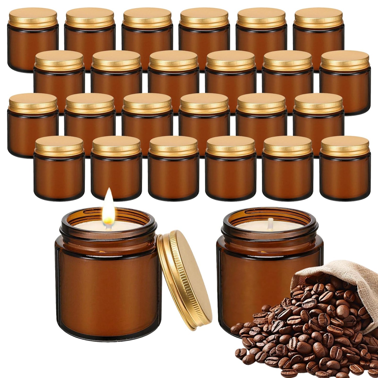 Trxvxo 24 Pcs 4 Oz Mini Soy Wax Candles, Coffee Scented Aromatherapy Candles Bulk Set, Stress Relief Relaxation Candle, Ideal for Wedding Birthday Party Favors, Gifts and Home Decor