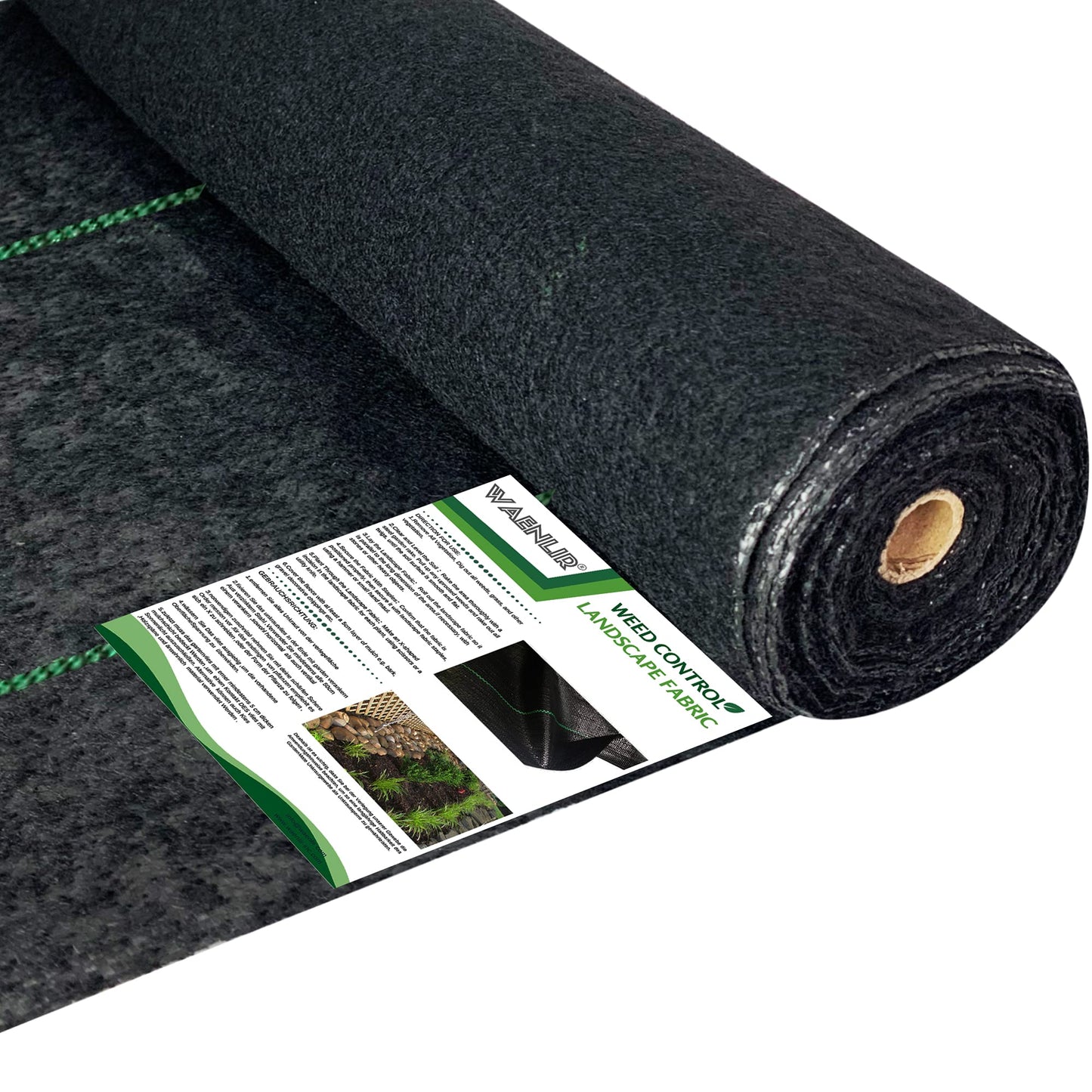 WAENLIR 5.8oz 3FT x 250FT Heavy Duty Landscape Fabric Weed Barrier Premium Woven Ground Cover Roll, UV Resistant&Tear-Proof, Ideal for Garden Beds, Walkways, Patios, Greenhouses, Outdoor Landscaping