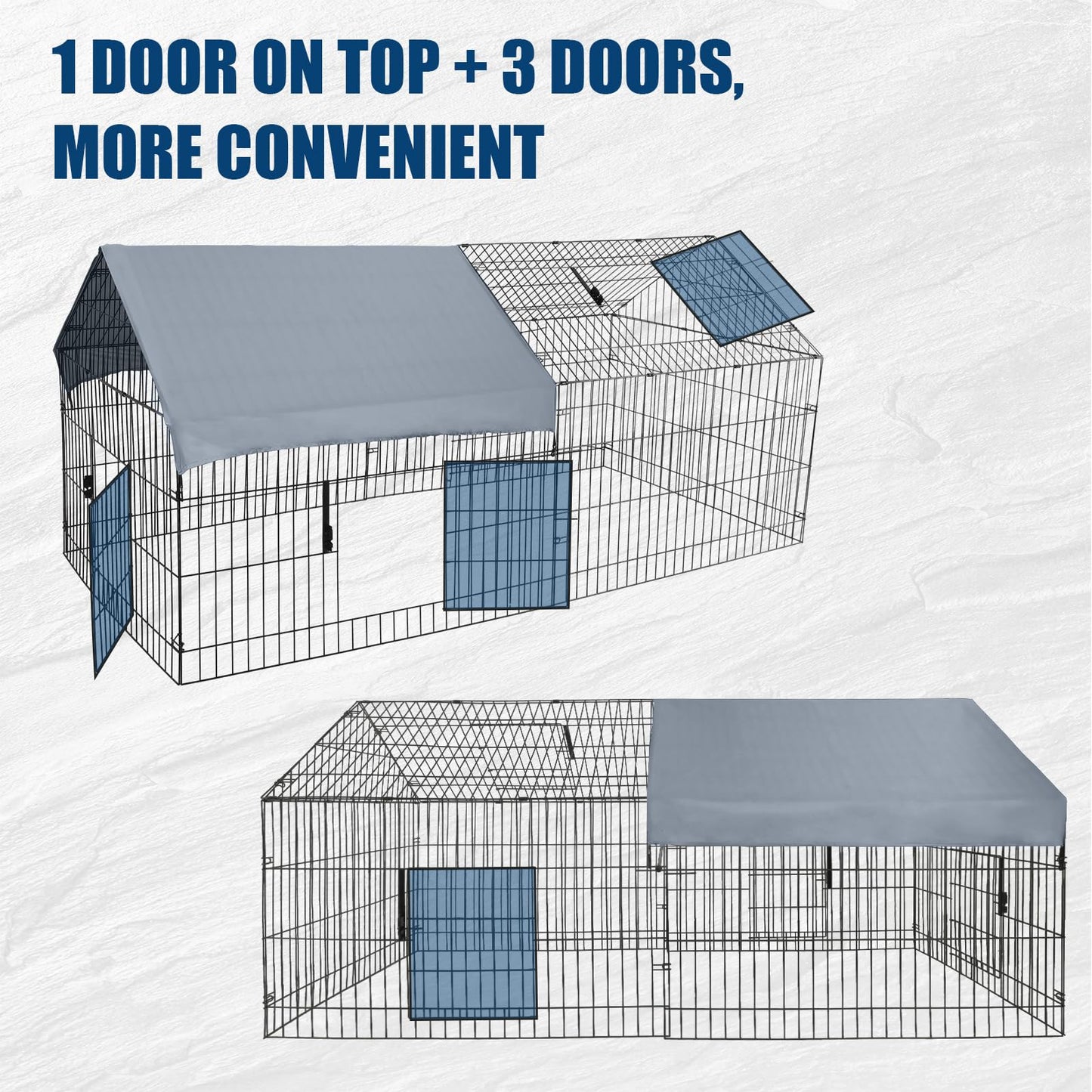GarveeHome Large Metal Chicken Coop,86" L x 40" W Portable Chicken Run with Waterproof Cover, Chicken Coop Run, Outdoor Backyard Farm Poultry Fence Pet Playpen for Rabbit, Duck, Chinchillas