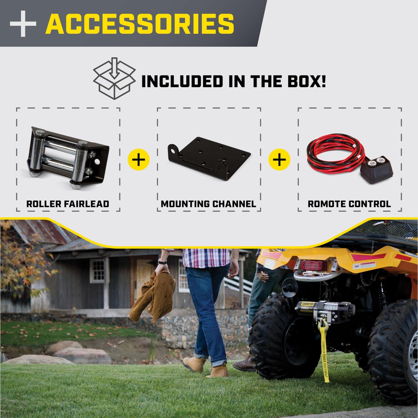 Champion Power Equipment 3000-lb. ATV/UTV Winch Kit