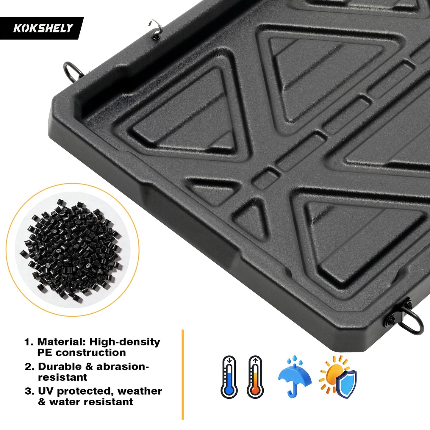 KOKSHELY Truck Bed Slide Out Cargo Tray, 56" L x 42.9" W Size Slide-Out Truck Bed Organizer Tray for 5’+Long Beds, Sliding Truck Organizers and Storage Tray with Open Hooks & Elastic Cargo Net