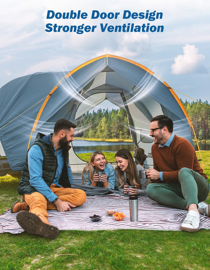 JOYTUTUS SUV Tent for Camping with Rainfly, Double Door Design Car Tent with Aluminum Poles, SUV Tailgate Tent with Waterproof PU2000mm Double Layer for 4-8 Person, Orange