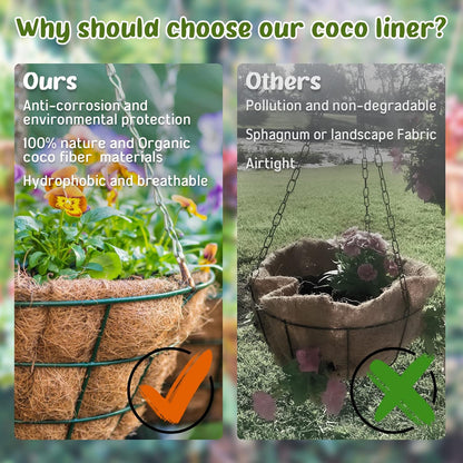 Legigo 8-Inch Coco Fiber Hanging Basket Liners - 100% Natural Coconut Replacement for Flowers & Vegetables