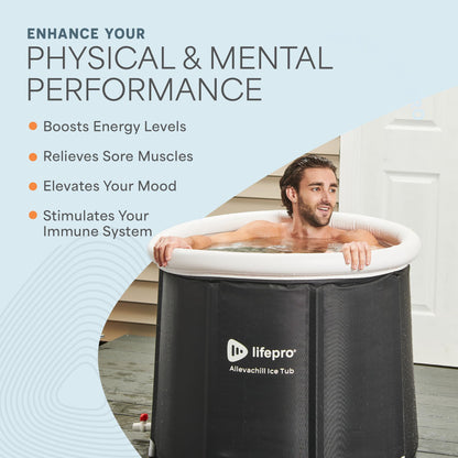 Lifepro Portable Ice Bath Tub with Lid and Storage Bag - Lightweight, Durable Cold Plunge Tub for Home Therapy Sessions -Home & Travel Ice Bath Tub for Adults and Athletes - 14°F - 122°F Temp, Outdoor