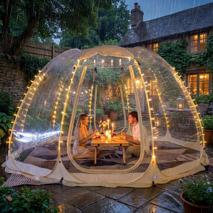Pop Up Bubble Tent,15 x 15 ft Outdoor Greenhouse Clear Camping Shelters,8-12 Persons Igloo Tent,PVC 540°Degree Fully Transparent,Weatherproof and Cold Protection Portable,for Patio and Backyard