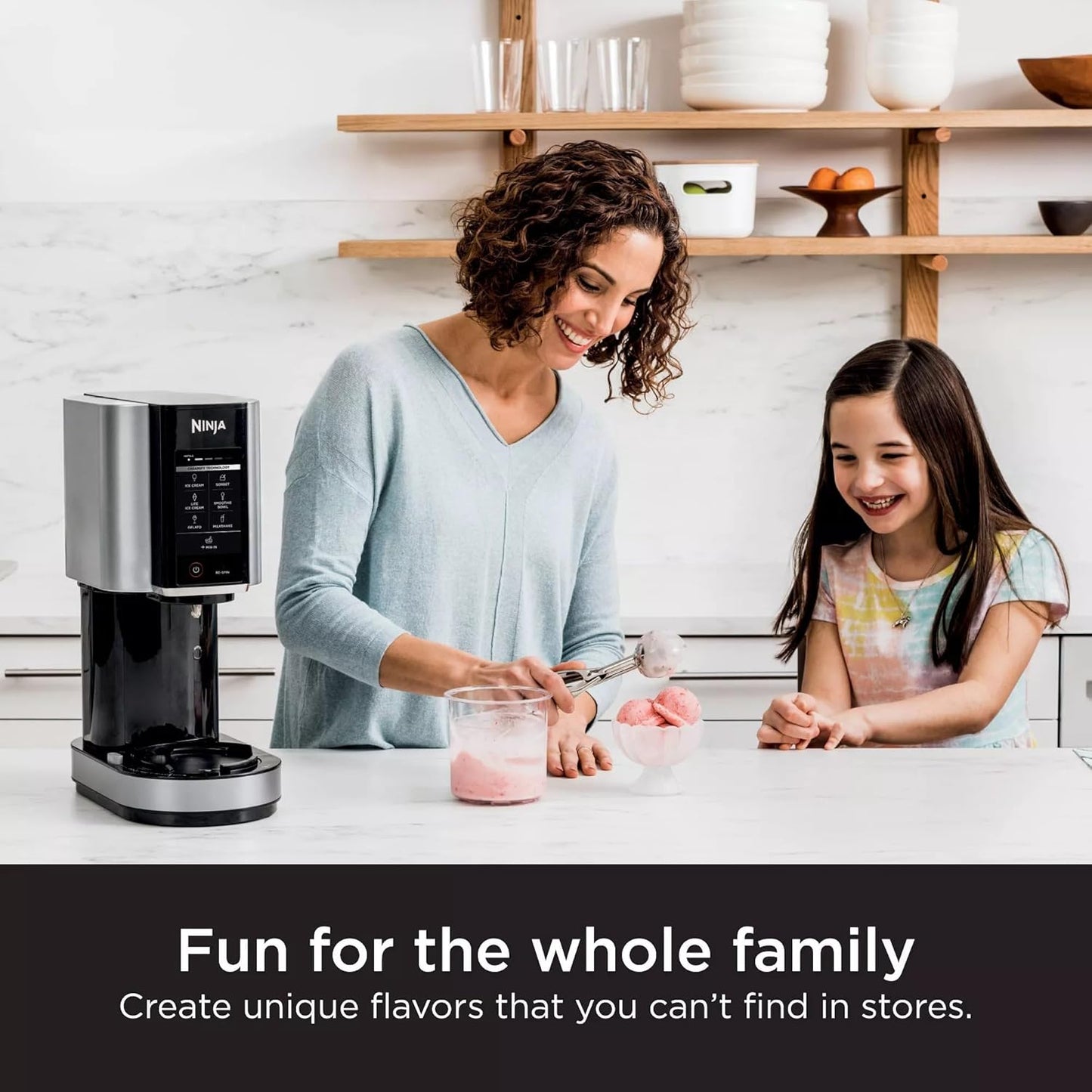 SharkNinja NC301 CREAMi Ice Cream Maker - 7 Custom Frozen Treat Modes, Cloud Silver (Renewed)