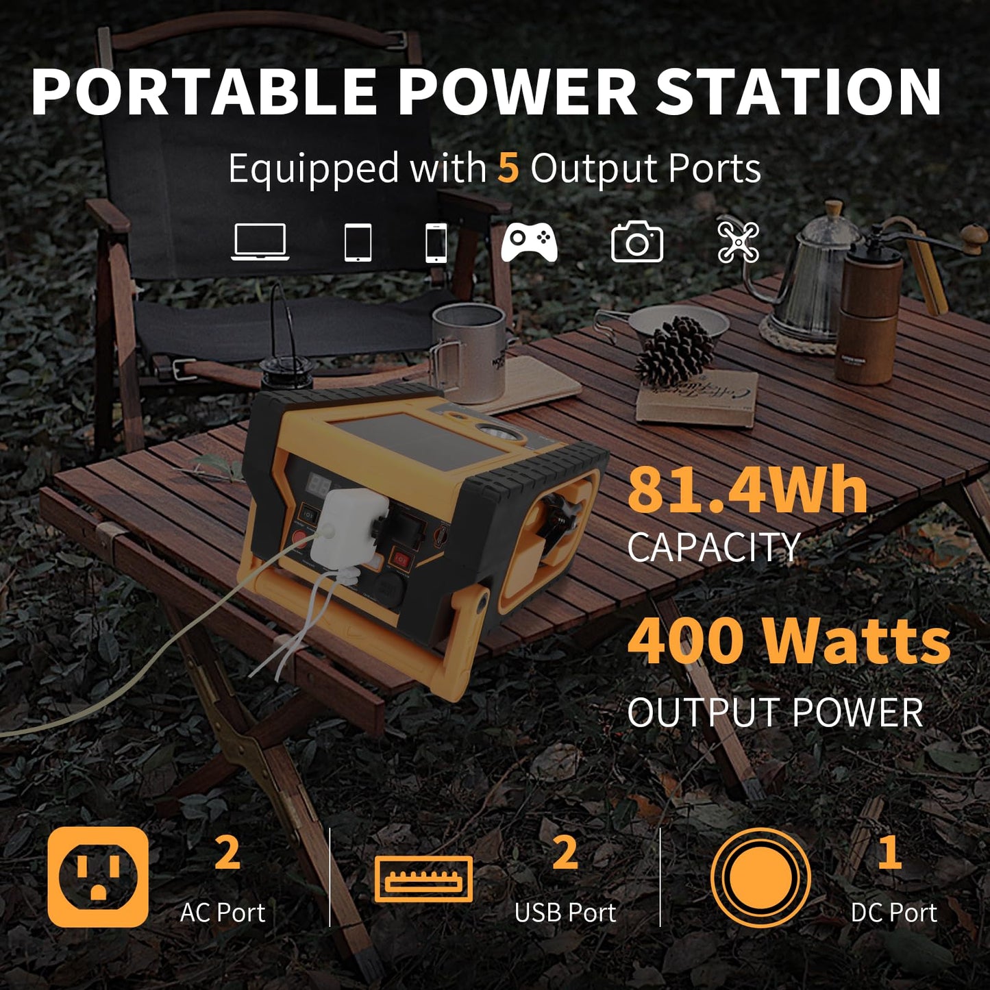 2000A Peak Jump Starter with Air Compressor, Portable Power Station with 400W Inverter, 12V Car Battery Booster for 8.5L Gas/Diesel Engines