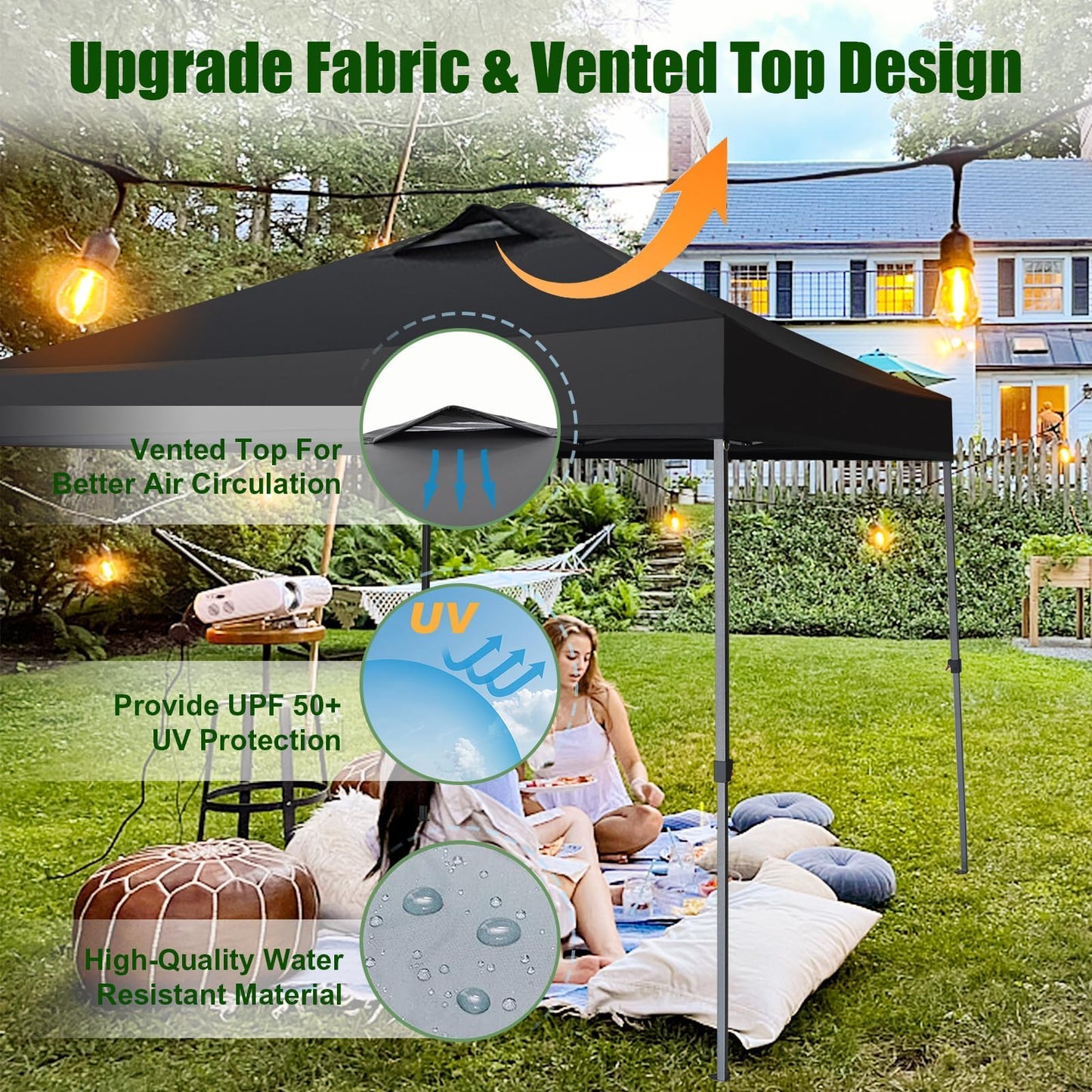 Eurmax USA NOMATTER ONE-Person Open&Close 10x10ft Pop Up Canopy Tent，Portable Shelter Canopy for Outdoor Events，Instant Canopies, Temporary Sunshade,Bonus 4 Sand Bags(White)