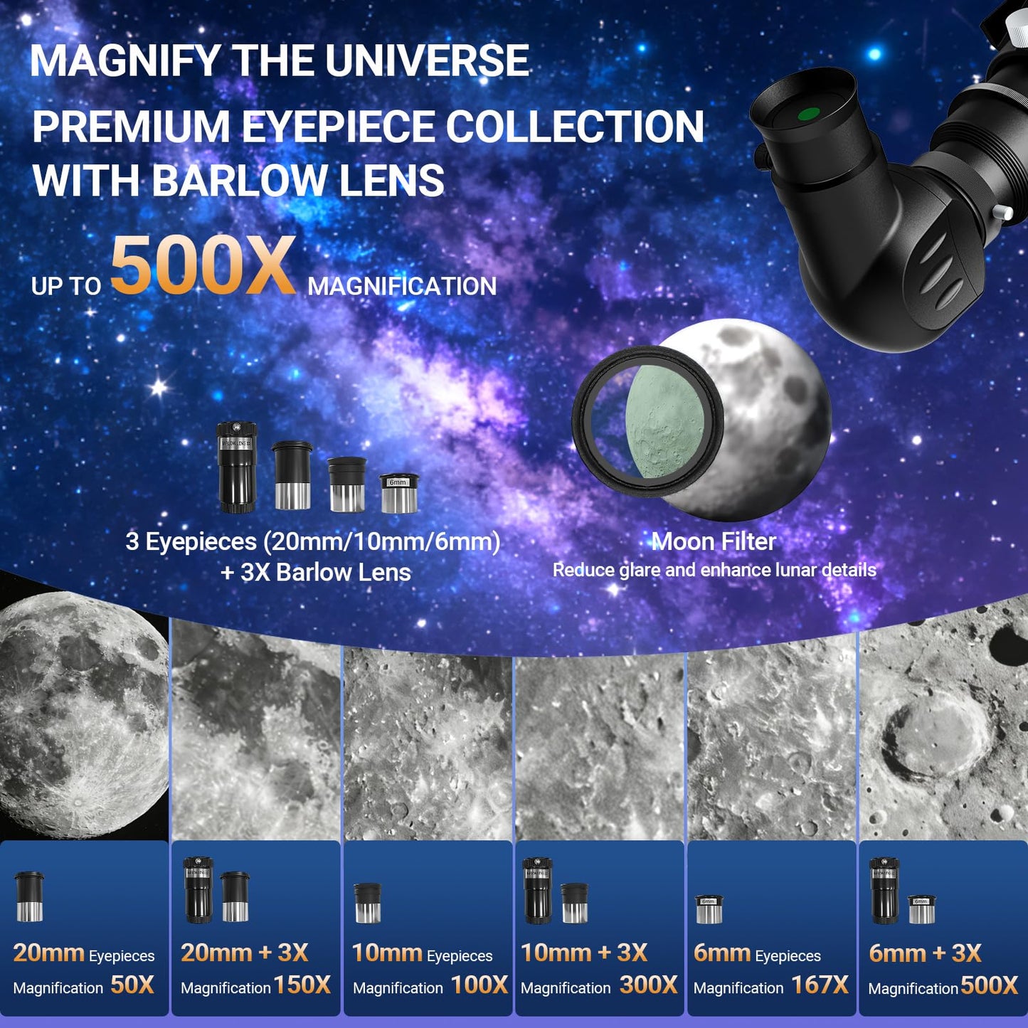 NACATIN Telescope, 90mm EQ Refractor Telescope for Adults & Professionals, High Powered Portable Telescope with Phone Adapter for Astrophotography, Easy Setup Travel Telescope to See Moon,Planet