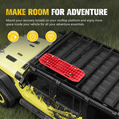 BUNKER INDUST Gen 7th Traction Boards with Mounting Kit, Pair Offroad Recovery Tracks with Jack Base for 4X4 Jeep Truck Tire Traction-Sand,Mud, Snow Ramps (Red)