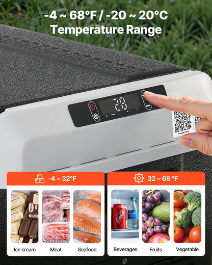 VEVOR 12 Volt Car Refrigerator, 31.7QT/30L Car Fridge, Portable Electric Cooler with -4℉~68℉ Adjustable Temperature, 12/24V DC and 100-240V AC Compressor Freezer for Outdoor, Camping, Travel, RV