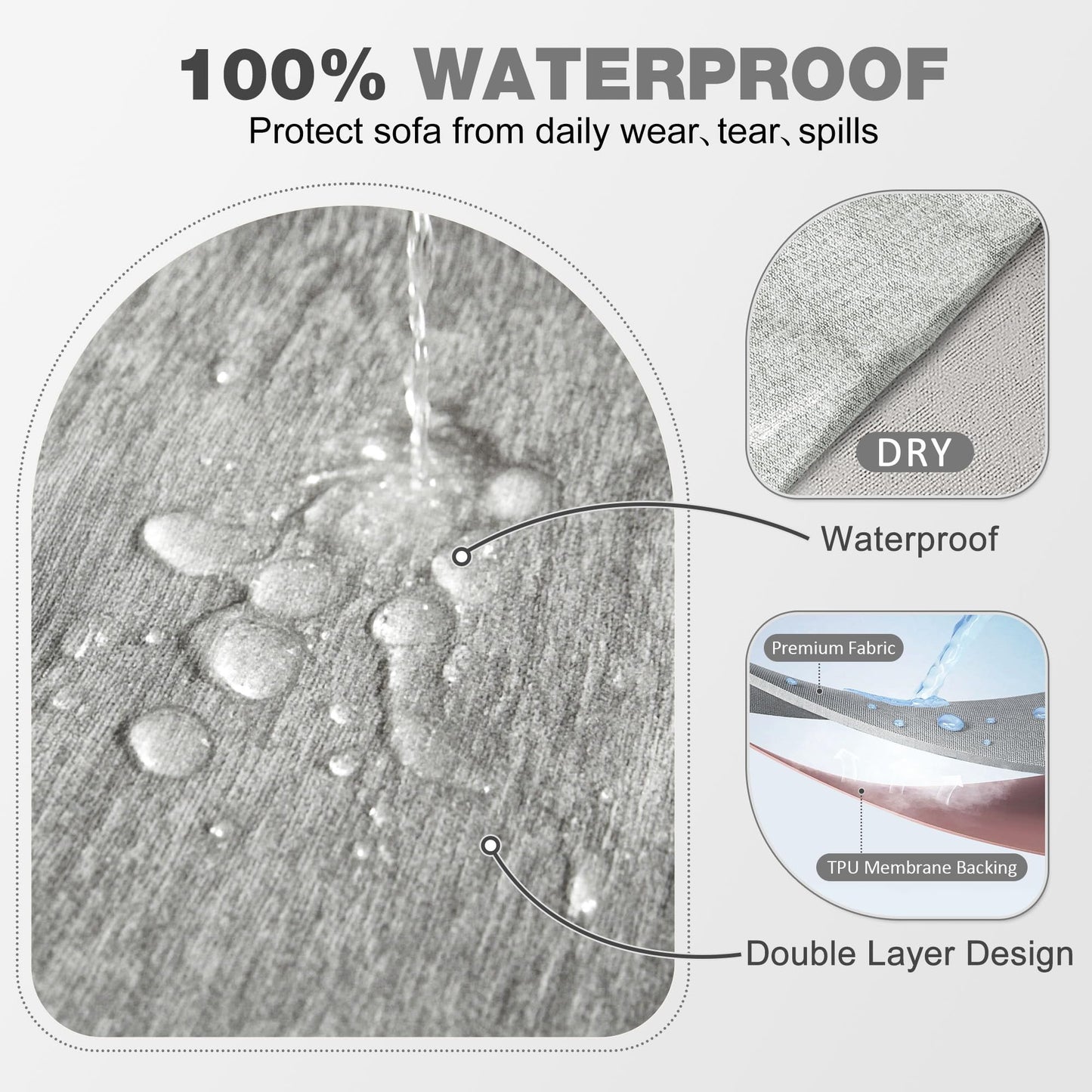 ROFASVCO 1OO% Waterproof Sectional Couch Covers L Shape Sofa Cover Washable for Dogs Pets Chenille 2 Pieces Chaise Couch Cover Blanket Sofa Slipcovers (71"x118" + 71"x118" X-Large, Air Grey)