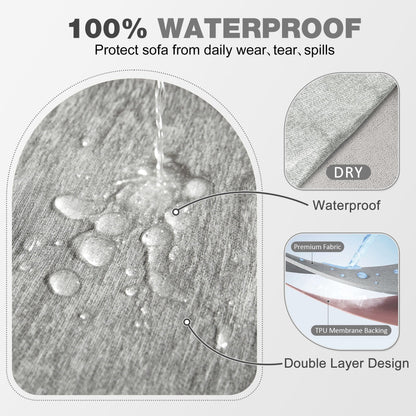 ROFASVCO 1OO% Waterproof Sectional Couch Covers L Shape Sofa Cover Washable for Dogs Pets Chenille 2 Pieces Chaise Couch Cover Blanket Sofa Slipcovers (71"x118" + 71"x118" X-Large, Air Grey)