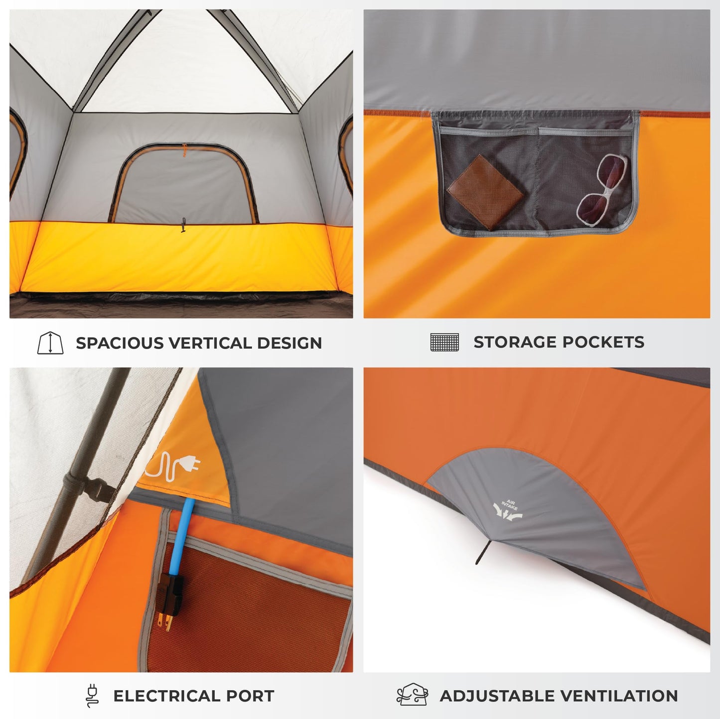 CORE 6 Person Cabin Tent with Screen Room | Portable Family Tent with Carry Bag for Outdoor Car Camping | Included Gear Loft for Camping Accessories
