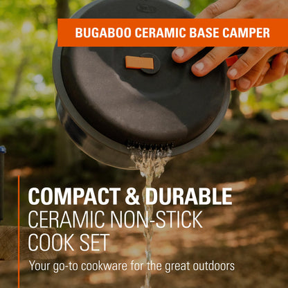 GSI Outdoors Bugaboo Base Camper Medium, High-Efficiency Cookset – Ceramic Non-Stick Coated, Includes 3L & 2L Pots, 8" Fry Pan, Accessories