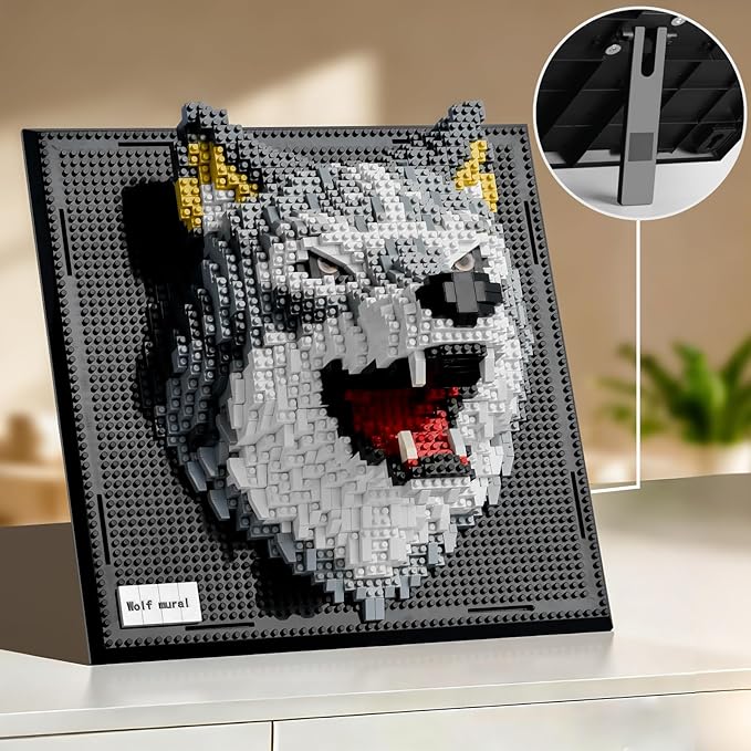 BNG Animal Wall Art Wolf Building Blocks SetsA Wall Decor Set for Adults Who Love Creative Hobbies Gift Toy for Adults (2214 PCS)