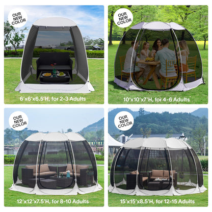 Alvantor 6'x 6' Pop Up Screen House Tent, Instant Outdoor Gazebo with Mosquito Netting & UPF 50+ Sun Protection, Portable Canopy Shelter for Patio, Backyard, Camping (Fits 2-3 Adults),Gray