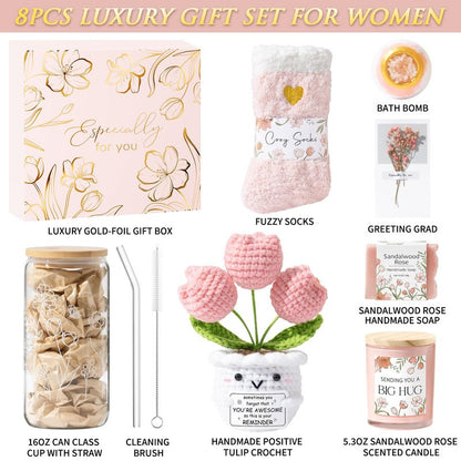 Mothers Day Birthday Gifts for Women Self Care Package Get Well Soon Gift Baskets, Thinking of You Inspirational Sympathy Spa Gift Basket for Women, Unique Gifts Set for Mom Her Wife Friend Sister