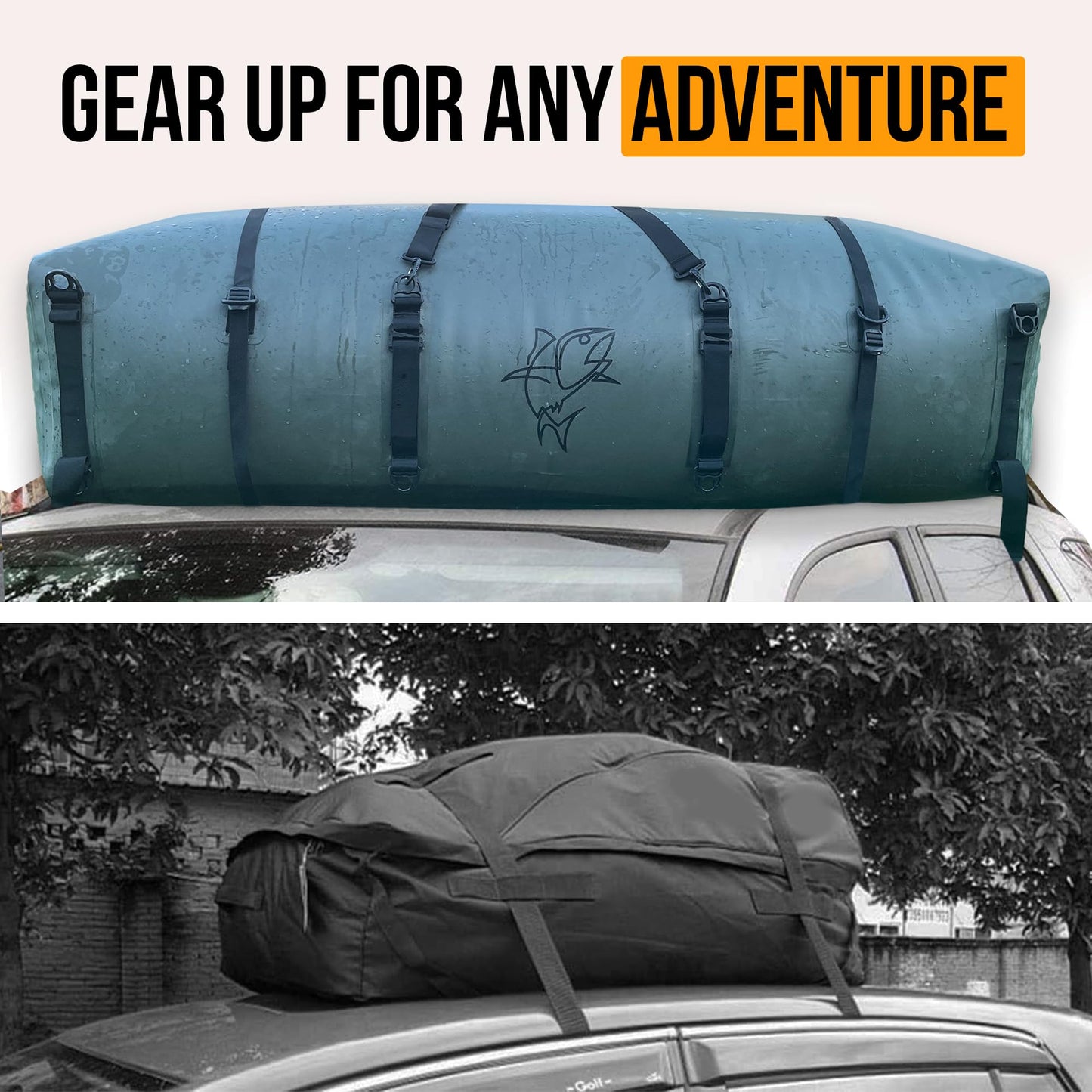 Extra Large Waterproof Duffel Bag - Heavy Duty Fishing Gear Bag - Outdoor Travel, Camping, Kayaking, Gym Bag with Reinforced Straps & Anti-Slip Base (60"L x20"H x25"W)