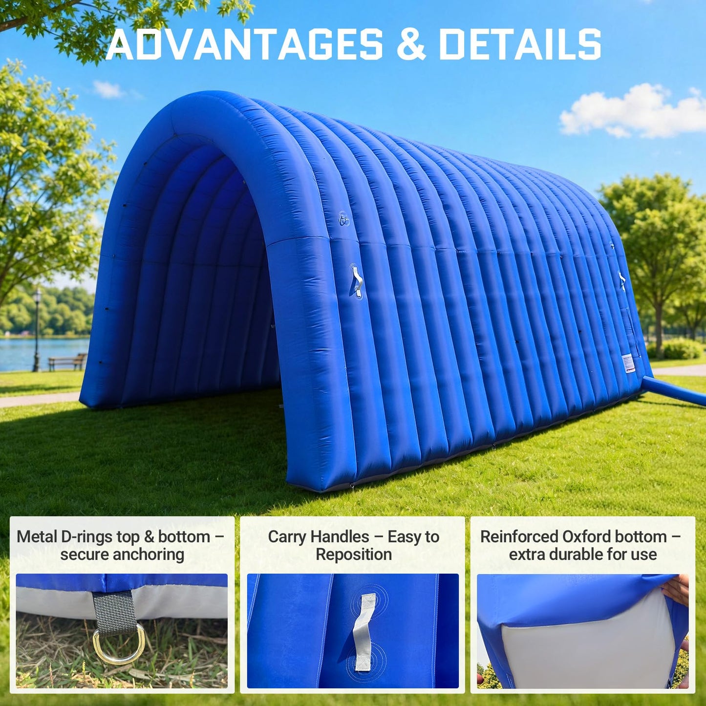OZIS 20x10x10Ft Inflatable Tunnel Sports Tunnel Entrance with Installed Blower Inflatable Tunnel Tent for Business Advertising Event Exhibition Promotion,Street,Shop,Supermarket,School(Blue)