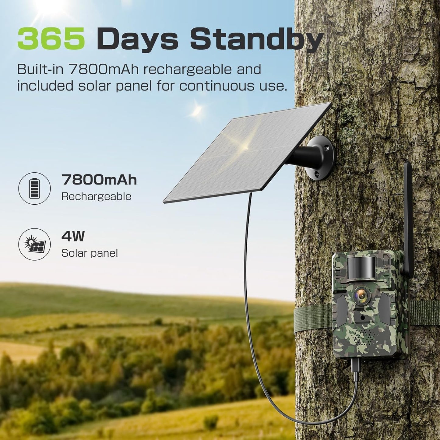 TKENPRO 4G LTE Cellular Trail Camera, Unlimited Data Plan AI Animal Detection with 2K Live Video Game Camera, No WiFi Needed, IP66 Water-Resistant Trail cam Night Vision & Motion-Activated