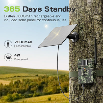 TKENPRO 4G LTE Cellular Trail Camera, Unlimited Data Plan AI Animal Detection with 2K Live Video Game Camera, No WiFi Needed, IP66 Water-Resistant Trail cam Night Vision & Motion-Activated