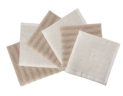Bumble Premium Dish Cloths 13"x13" (6 Pack) | 100% Natural Ring Spun Cotton | 400 GSM | Highly Absorbent & Soft |Yarn Dyed & Solid Dyed Terry Dish Cloth Set - Tan