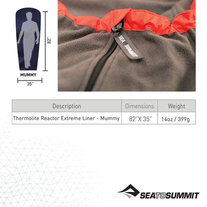 Sea to Summit Reactor Insulated Sleeping Bag Liner, Extreme (83 x 35)