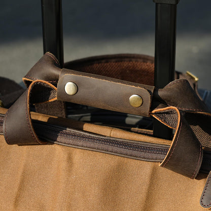 Polare Waxed Canvas Full Grain Leather Trim Garment Carry on Bag for Business Travel, Waterproof Hanging Suit Luggage Bag Wrinkle-Free Suit Cover with YKK Zipper and Shoulder Strap