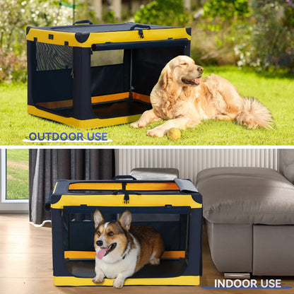 Soft-Sided Dog Crate 40 Inch XL by A4PET, Collapsible Foldable Crate for Large Dogs, Breathable Mesh, Washable Cover, Patented Screw Frame, Travel & Car Safe