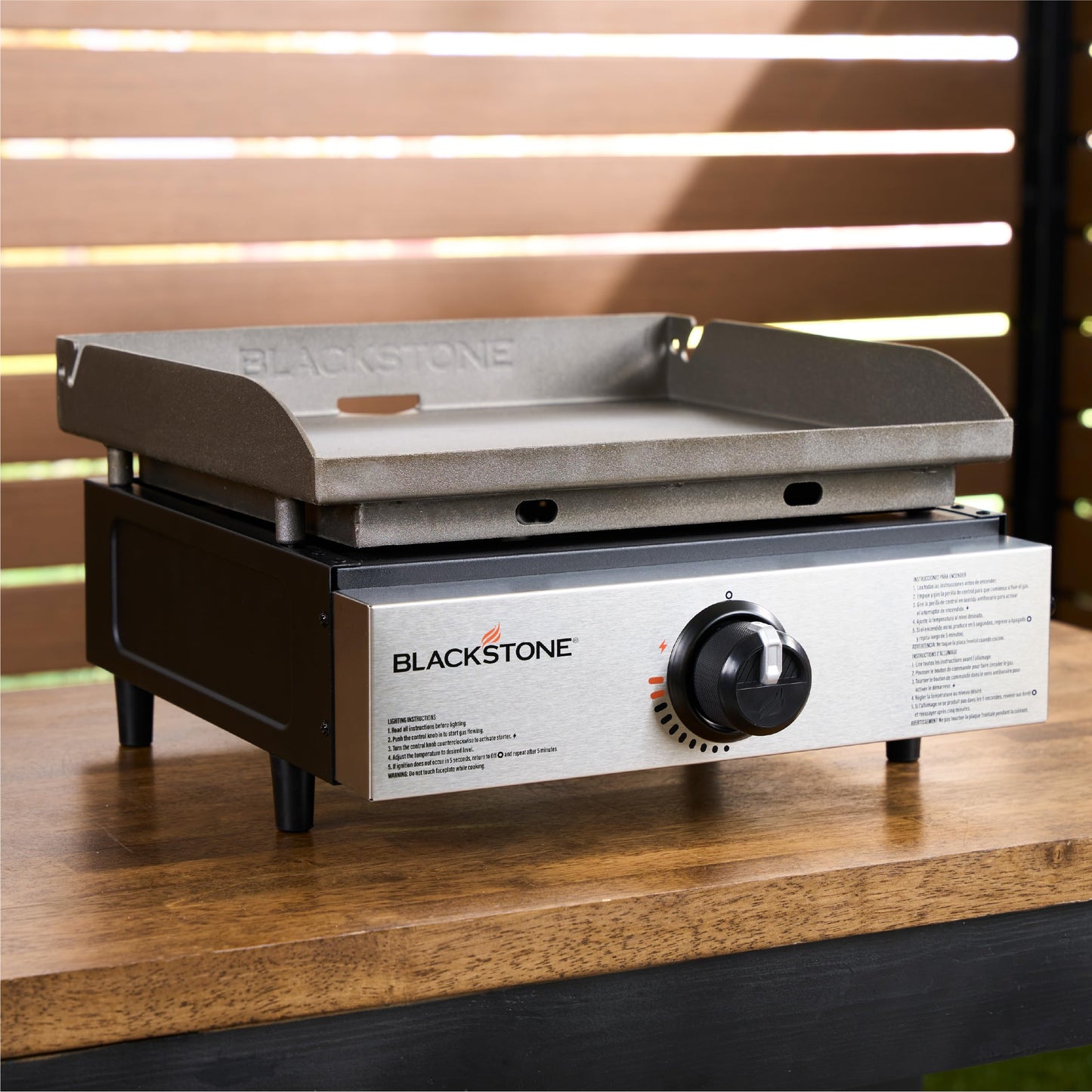 Blackstone 1971 Original 17” Tabletop Griddle with Stainless Steel Front Plate, Powder Coated Steel, Black