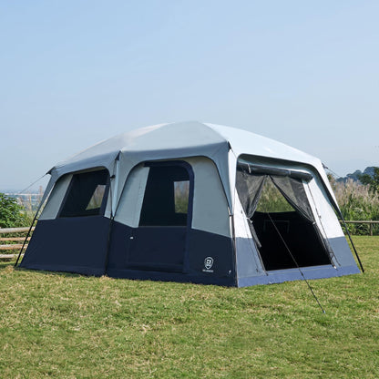 EVER ADVANCED 10 Person Camping Blackout Design Tent, Multi Room Tent for Family, Large Tents with Rainfly and Carry Bag, 2 Doors, Water-Resistant, 14ft x 10ft x 84in