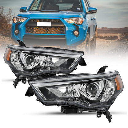 Headlight Compatible with 2014-2020 Toyota 4Runner,Factory Style Halogen Headlamp Chrome Housing Amber Reflector Replacement Driver Passenger Side TO2518150 TO2519150 8117035571 8113035541