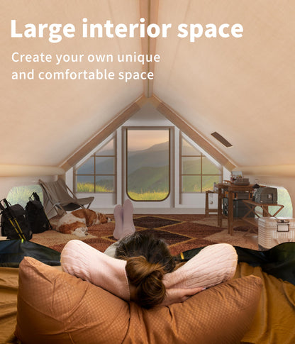 GarveeLife 2-4 Person Inflatable Camping Tent, Large Inflatable Tent House with Air Pump, Quick Assembly Luxury Camping Tent, Waterproof Oxford Fabric Suitable for All Seasons.