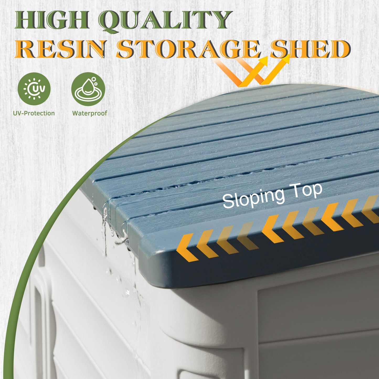 Greesum Outdoor Trash Can Storage Shed, 34 Cu.ft Waterproof Horizontal Storage Shed, Portable Horizontal Resin Storage Shed for Garden, Backyard, Patio, White