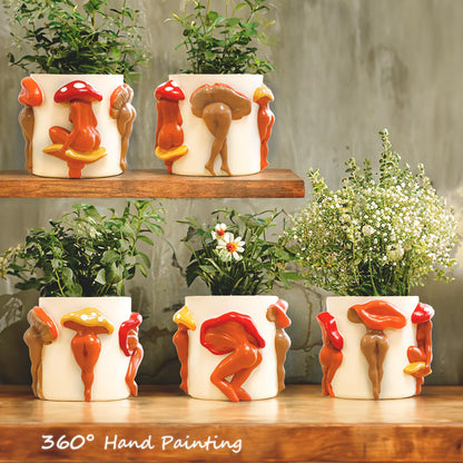 GUGUGO Mushroom Female Body Planters, Quirky Unique Cute Plant Pots and Funny Boho Eclectic Home Decor, Mushroom Butt Flower Pots, Indoor Succulent Planter, Modern Aesthetic for Decorating, Purple