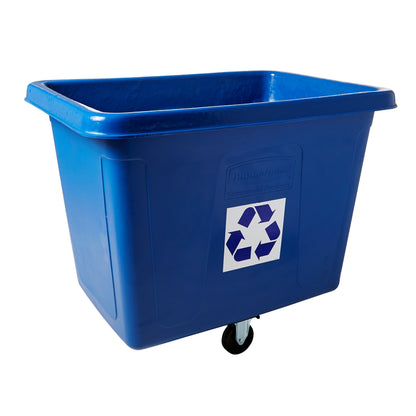Rubbermaid Commercial 461673BE Recycling Cube Truck, Rectangular, Polyethylene, 500lb Cap, Blue
